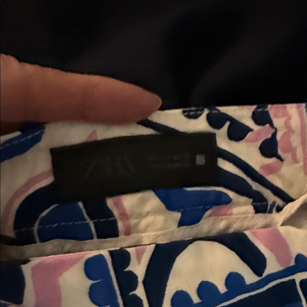 Zara Blue and Pink Patterned Wide Leg Pants - Picture 2 of 6